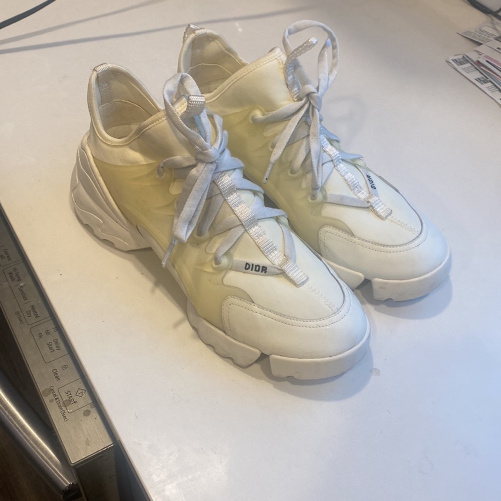 Dior Off White Neoprene and Leather D-Connect Sneakers - Picture 2 of 6